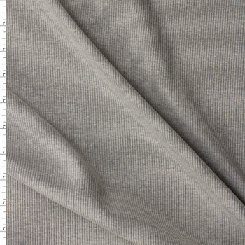 Heather Grey Cotton/Spandex Rib Knit #32202 Fabric By The Yard