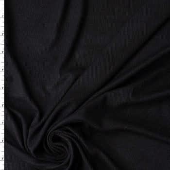 Black Heavy 2x1 Rayon/Spandex Rib Knit #32203 Fabric By The Yard