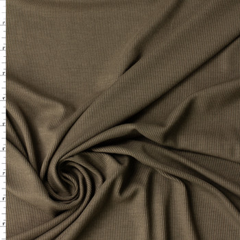 Dark Olive Heavy 2x1 Rayon/Spandex Rib Knit #32208 Fabric By The Yard