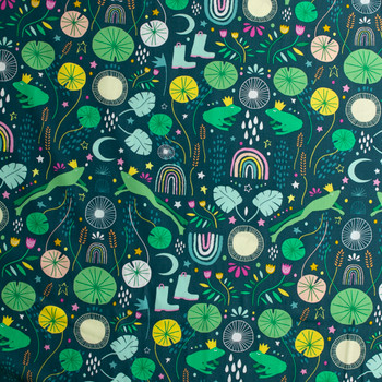 Rain or Shine — ROS-58300 — Frog Song Evening Cotton Poplin from Art Gallery Fabrics #32210 Fabric By The Yard - Wide shot