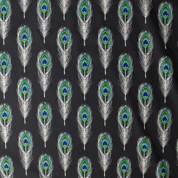 Decadence — DCD-31003 — Plumage Mirrors Noir Cotton Poplin from Art Gallery Fabrics #32212 Fabric By The Yard - Wide shot
