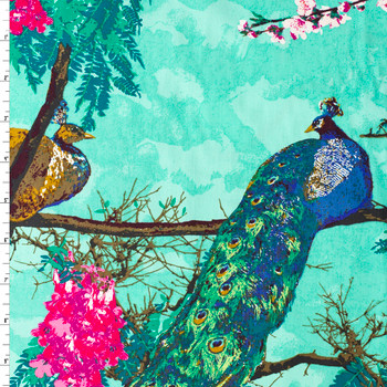 Decadence — DCD-31605 — Florid Peacocks Lush Cotton Poplin from Art Gallery Fabrics #32224 Fabric By The Yard