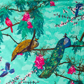 Decadence — DCD-31605 — Florid Peacocks Lush Cotton Poplin from Art Gallery Fabrics #32224 Fabric By The Yard - Wide shot