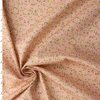 Cottage Heart Floral on Blush Cotton Poplin #32294 Fabric By The Yard