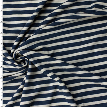 Striped Alike Blue Stretch Cotton Jersey Knit from Art Gallery Fabrics #32304 Fabric By The Yard