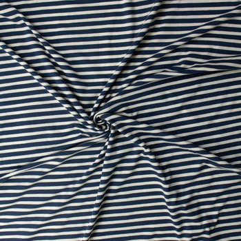 Striped Alike Blue Stretch Cotton Jersey Knit from Art Gallery Fabrics #32304 Fabric By The Yard - Wide shot