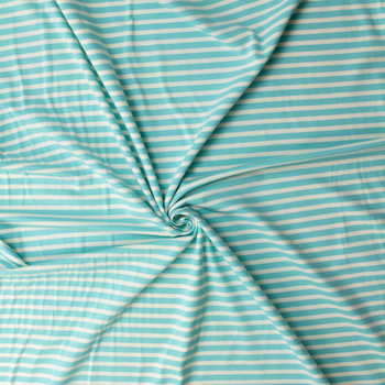 Striped Alike Aqua Stretch Cotton Jersey Knit from Art Gallery Fabrics #32306 Fabric By The Yard - Wide shot