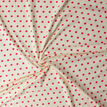 Spotted Bubbles Strawberry Stretch Cotton Jersey Knit from Art Gallery Fabrics #32318 Fabric By The Yard - Wide shot