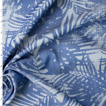 Blue and Silver Grunge Fronds Shirtweight Tencel Denim #32330 Fabric By The Yard
