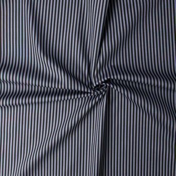 Black and Grey Vertical Stripe Stretch Cotton Twill #32338 Fabric By The Yard - Wide shot