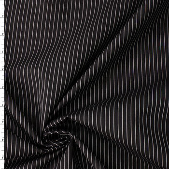 White on Black Narrow Pinstripe Cotton Poplin #32377 Fabric By The Yard