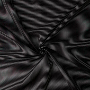 White on Black Narrow Pinstripe Cotton Poplin #32377 Fabric By The Yard - Wide shot