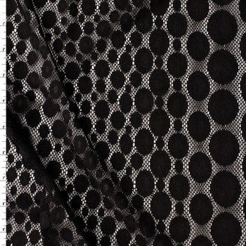 Black Dots Double Scalloped Stretch Lace #32400 Fabric By The Yard