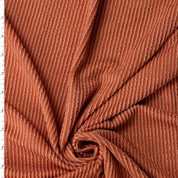 Burnt Orange Urban Wavy Rib Knit #32410 Fabric By The Yard