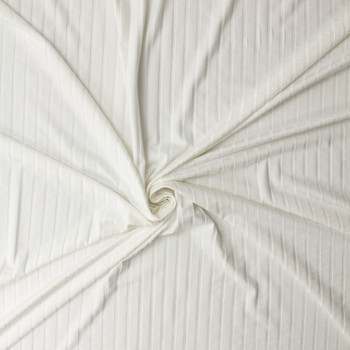 White Modal/Spandex Wide Fashion Rib Knit #32424 Fabric By The Yard - Wide shot
