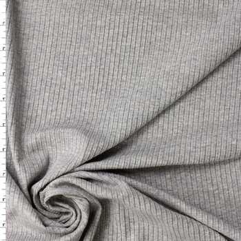 Heather Grey Rayon/Spandex Fashion Rib Knit #32428 Fabric By The Yard