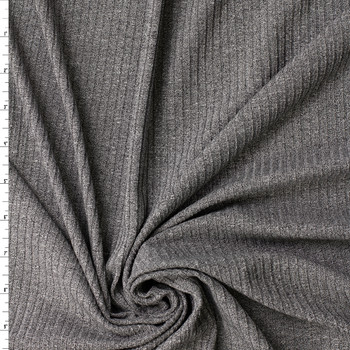 Heather Charcoal Rayon/Spandex Fashion Rib Knit #32429 Fabric By The Yard