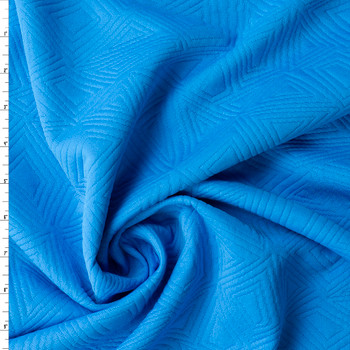Baby Blue Geo Quilted Look Double Knit #32437 Fabric By The Yard