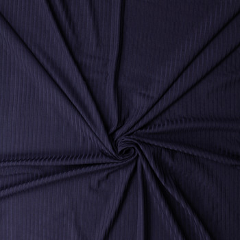 Navy Blue Rayon/Spandex 8x8 Fashion Rib Knit #32445 Fabric By The Yard - Wide shot