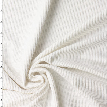 White Stretch Waffle Double Knit #32459 Fabric By The Yard