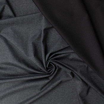 Black/Charcoal Denim Look Reversible Ponte De Roma #32461 Fabric By The Yard - Wide shot