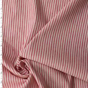 Pink and Offwhite Vertical Stripe Marabella Stretch Linen/Viscose #32477 Fabric By The Yard