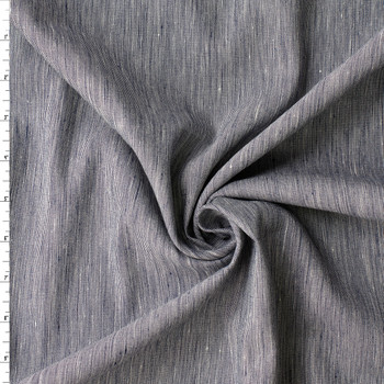 Navy and White Micro Horizontal Stripe Marabella Stretch Linen/Viscose #32479 Fabric By The Yard