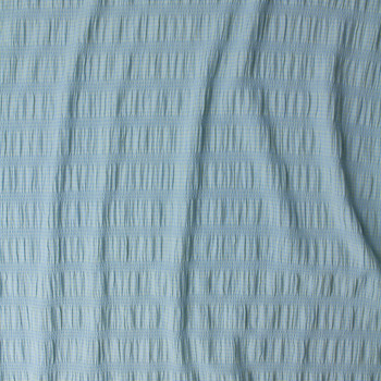 Sky and Mint Mini Check Gathered Stretch Seersucker #32512 Fabric By The Yard - Wide shot