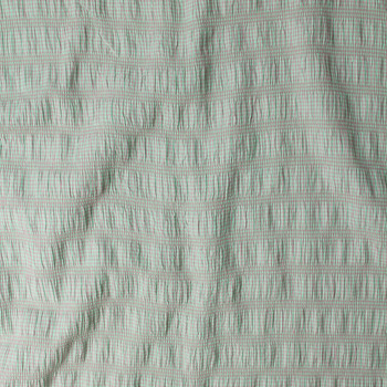 Mint and Pink Mini Check Gathered Stretch Seersucker #32513 Fabric By The Yard - Wide shot
