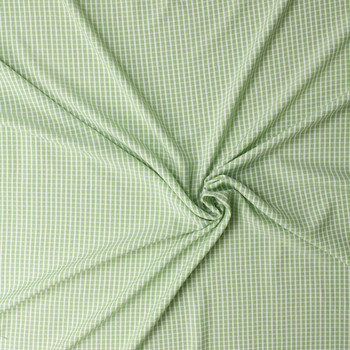 White and Mint Grid Check Poly/Rayon Seersucker #32520 Fabric By The Yard - Wide shot