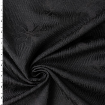 Black on Black Daisies Cotton Jaquard #32556 Fabric By The Yard