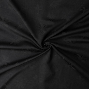 Black on Black Daisies Cotton Jaquard #32556 Fabric By The Yard - Wide shot