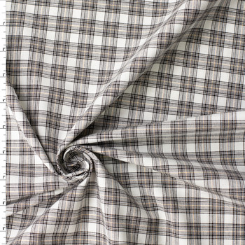 Grey and White Plaid Italian Midweight Cotton Poplin #32559 Fabric By The Yard