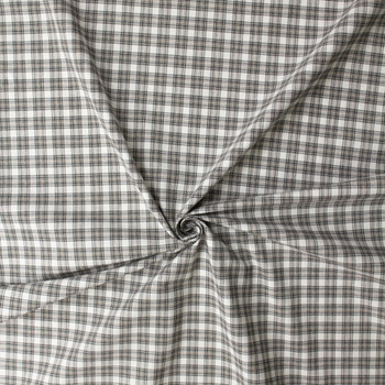 Grey and White Plaid Italian Midweight Cotton Poplin #32559 Fabric By The Yard - Wide shot