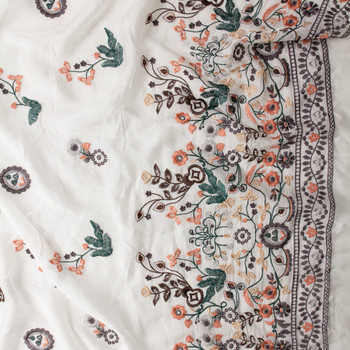 Embroidered Floral Border Print Italian Embroidered Cotton/Silk Voile #32581 Fabric By The Yard - Wide shot