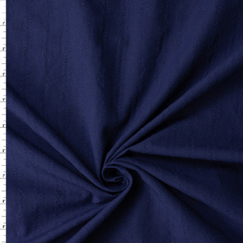 Navy Italian Crinkle Stripe Cotton Woven #32593 Fabric By The Yard