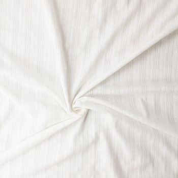 White Italian Dobby Stripe Cotton Lawn #32594 Fabric By The Yard - Wide shot