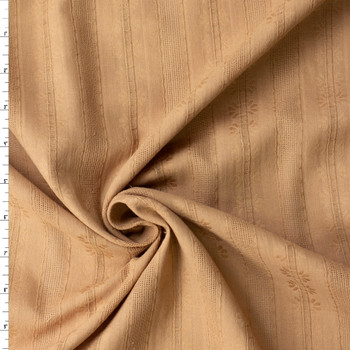 Tan Italian Dobby Stripe Cotton Lawn #32595 Fabric By The Yard