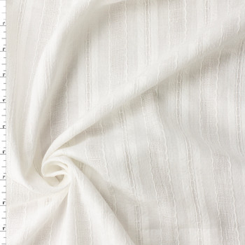 Offwhite Italian Dobby Stripe Cotton Lawn #32597 Fabric By The Yard