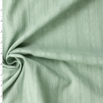 Sage Green Italian Dobby Stripe Cotton Lawn #32599 Fabric By The Yard