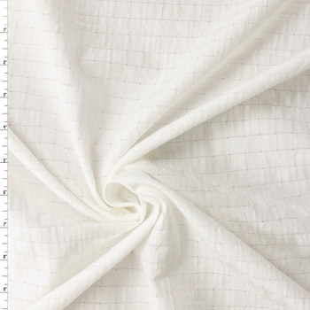Warm White Italian Basket Weave Look Textured Fine Cotton Lawn #32601 Fabric By The Yard