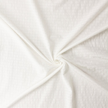 Warm White Italian Basket Weave Look Textured Fine Cotton Lawn #32601 Fabric By The Yard - Wide shot