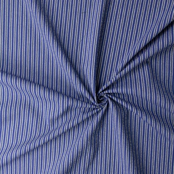 Grey and Navy Vertical Stripe Italian Cotton Seersucker #32608 Fabric By The Yard - Wide shot