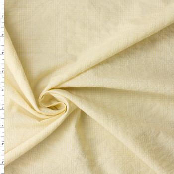 Butter and Offwhite Glen Plaid Italian Low Ripple Cotton Seersucker #32611 Fabric By The Yard