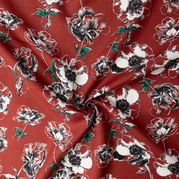 Scarlet Botanica Japanese Linen #32627 Fabric By The Yard - Wide shot