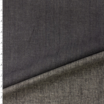 Black and Ivory Vertical Lined 9.3oz Brushed Face Italian Denim #32634 Fabric By The Yard