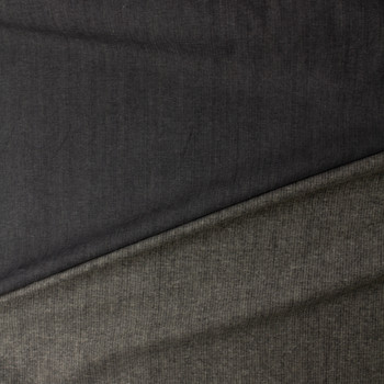 Black and Ivory Vertical Lined 9.3oz Brushed Face Italian Denim #32634 Fabric By The Yard - Wide shot