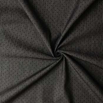 Black Polka Dots on Black 5.7oz Italian Denim #32640 Fabric By The Yard - Wide shot