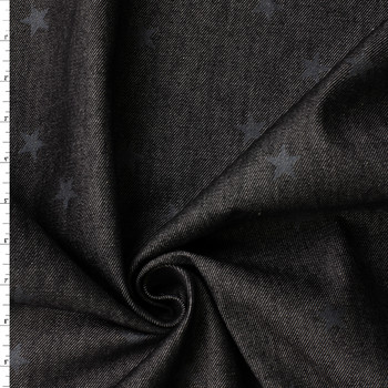 Subtle Stars on Dark Indigo 14.2oz Italian Denim #32647 Fabric By The Yard