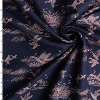 Sundown Duck Marshes on Midnight Heavyweight Italian Cotton Flannel #32671 Fabric By The Yard